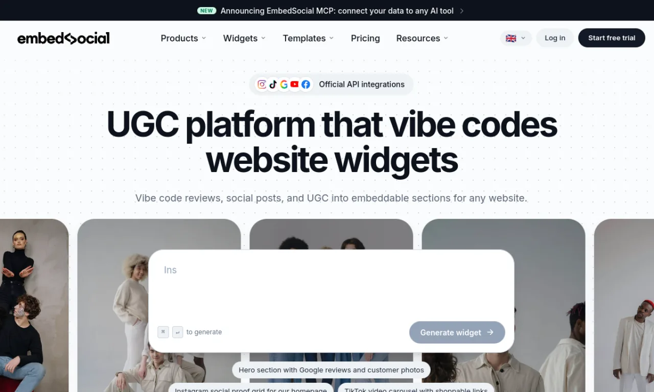 Screenshot of EmbedSocial website
