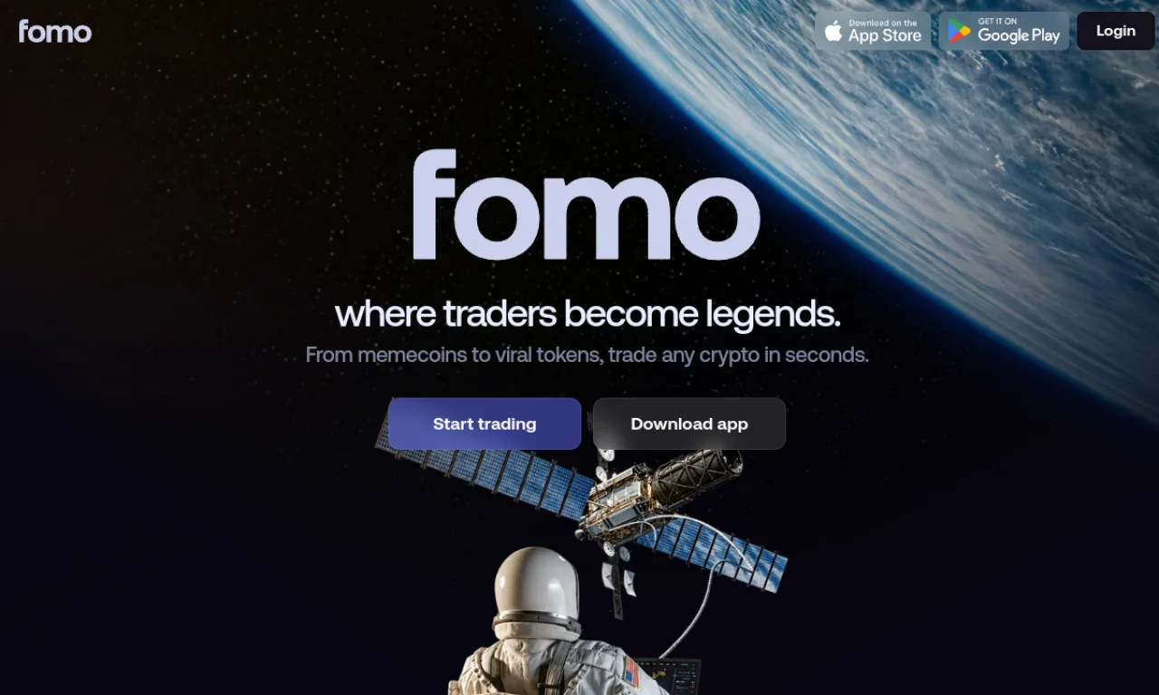 Screenshot of Fomo website