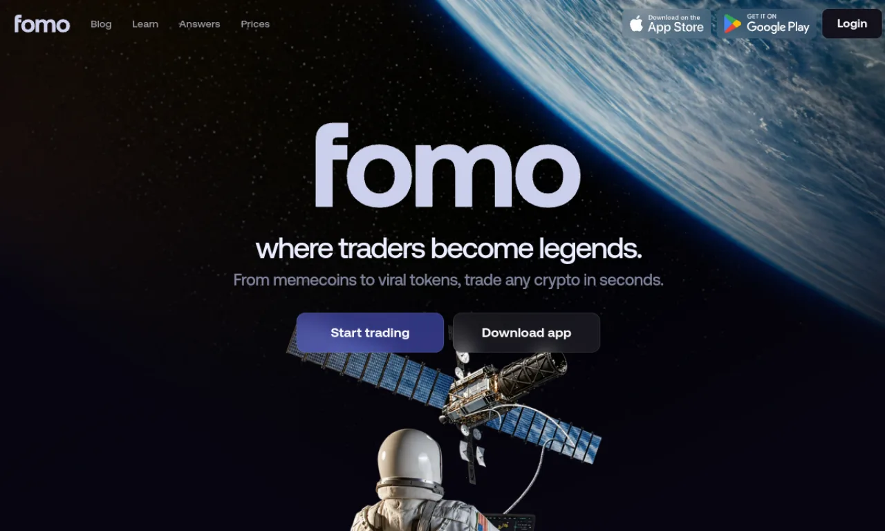 Screenshot of Fomo website