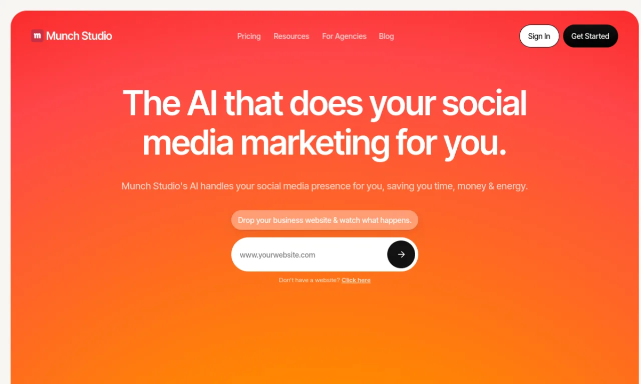 Screenshot of Munch website