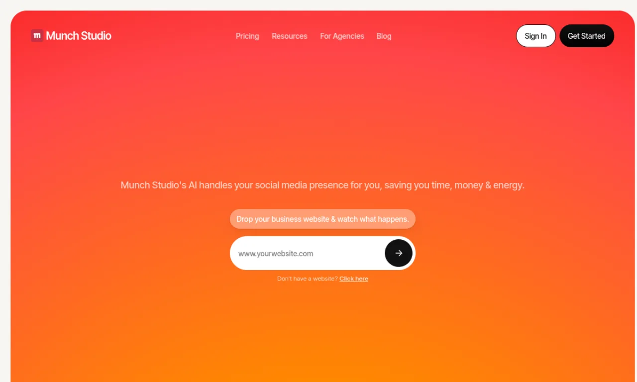 Screenshot of Munch website