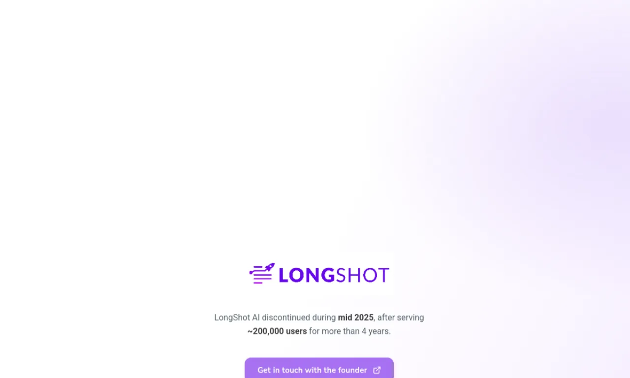 Screenshot of Longshot AI website