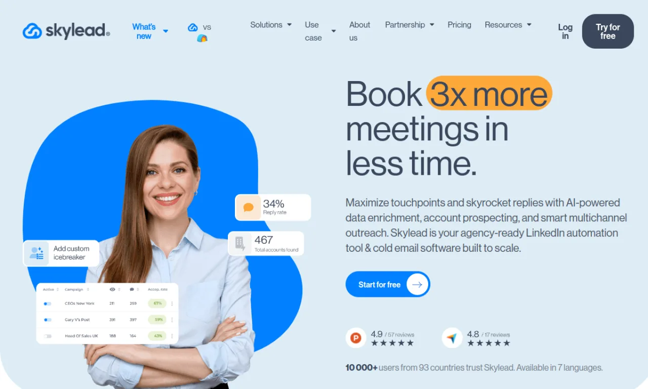 Screenshot of Skylead website