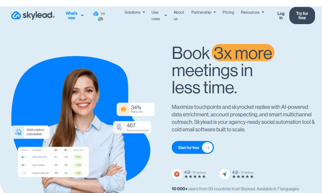 Screenshot of Skylead website
