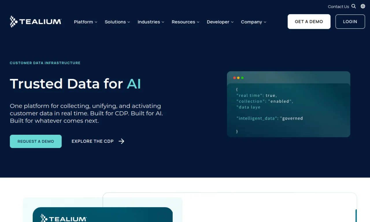 Screenshot of Tealium EventStream website