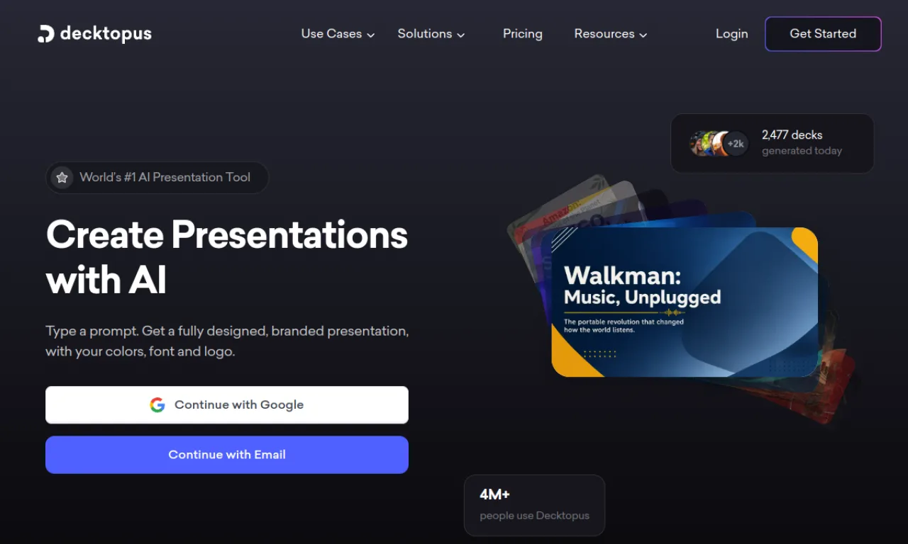 Screenshot of Decktopus website