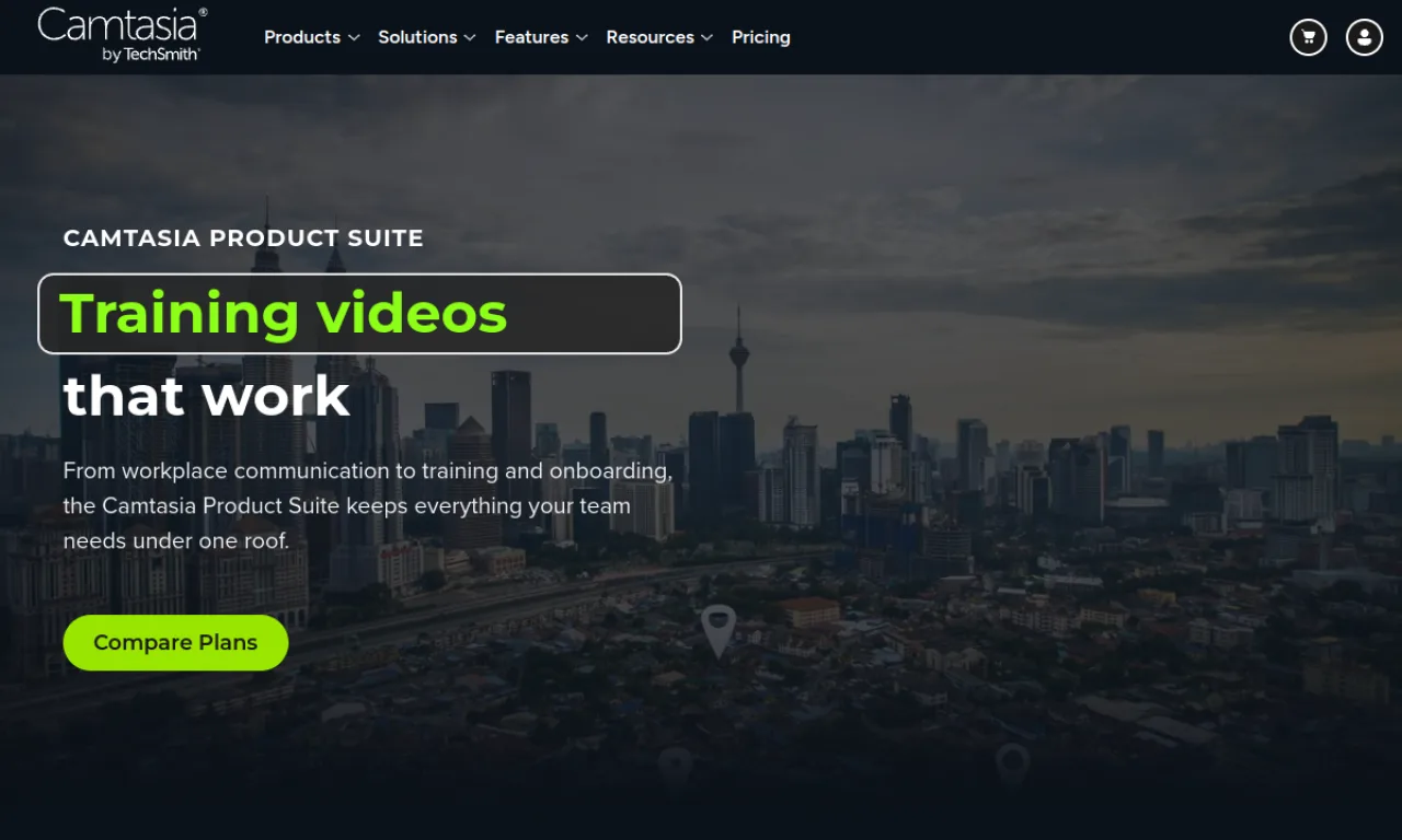 Screenshot of Camtasia (TechSmith) website