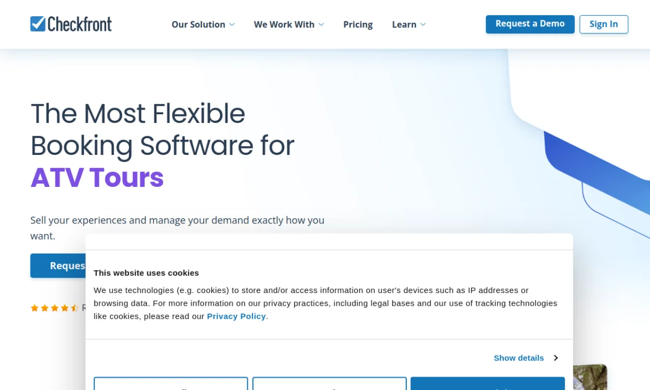 Screenshot of Checkfront website