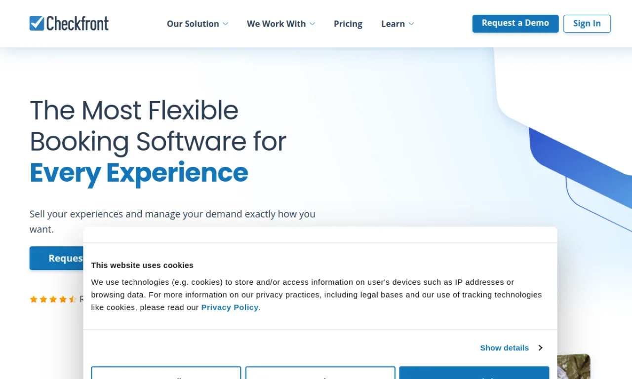 Screenshot of Checkfront website