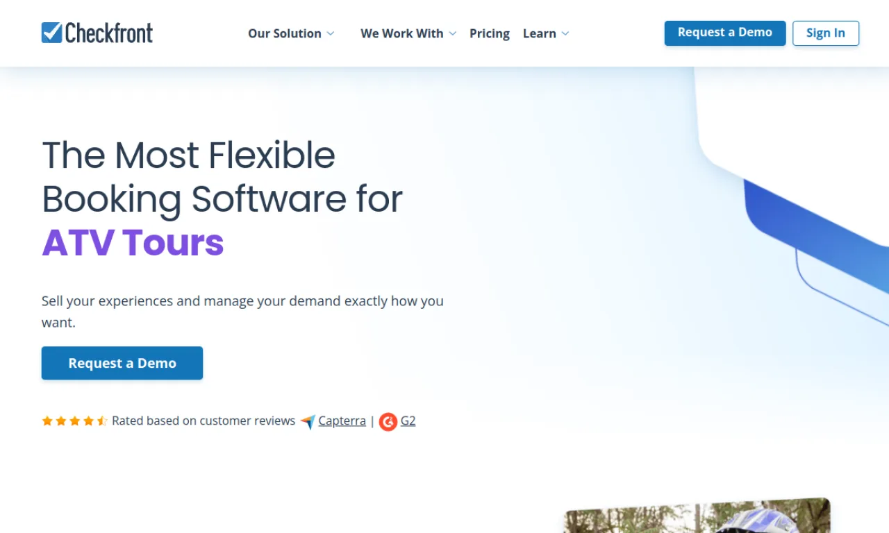 Screenshot of Checkfront website