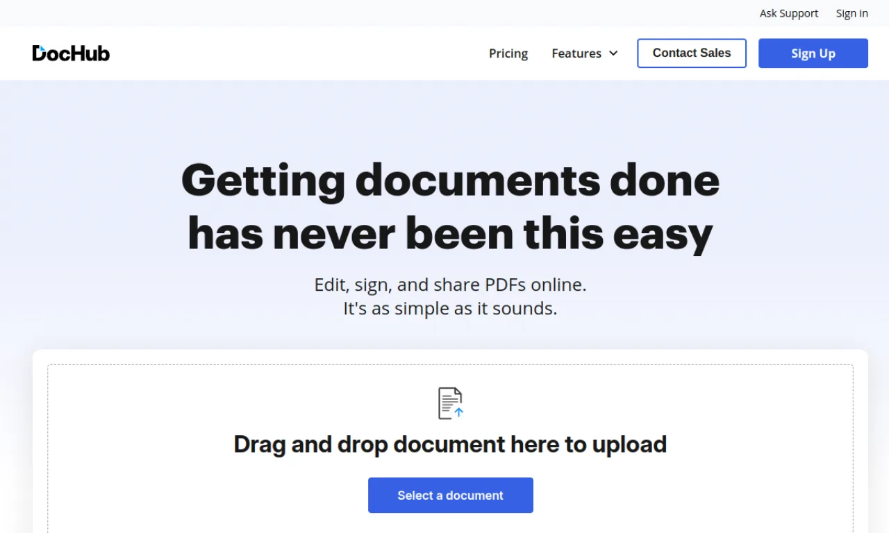 Screenshot of DocHub website
