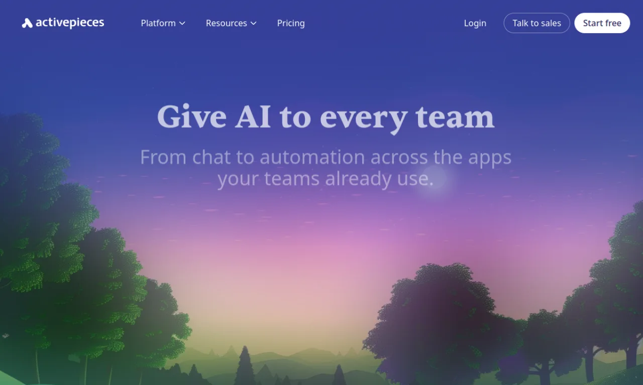 Screenshot of Activepieces website