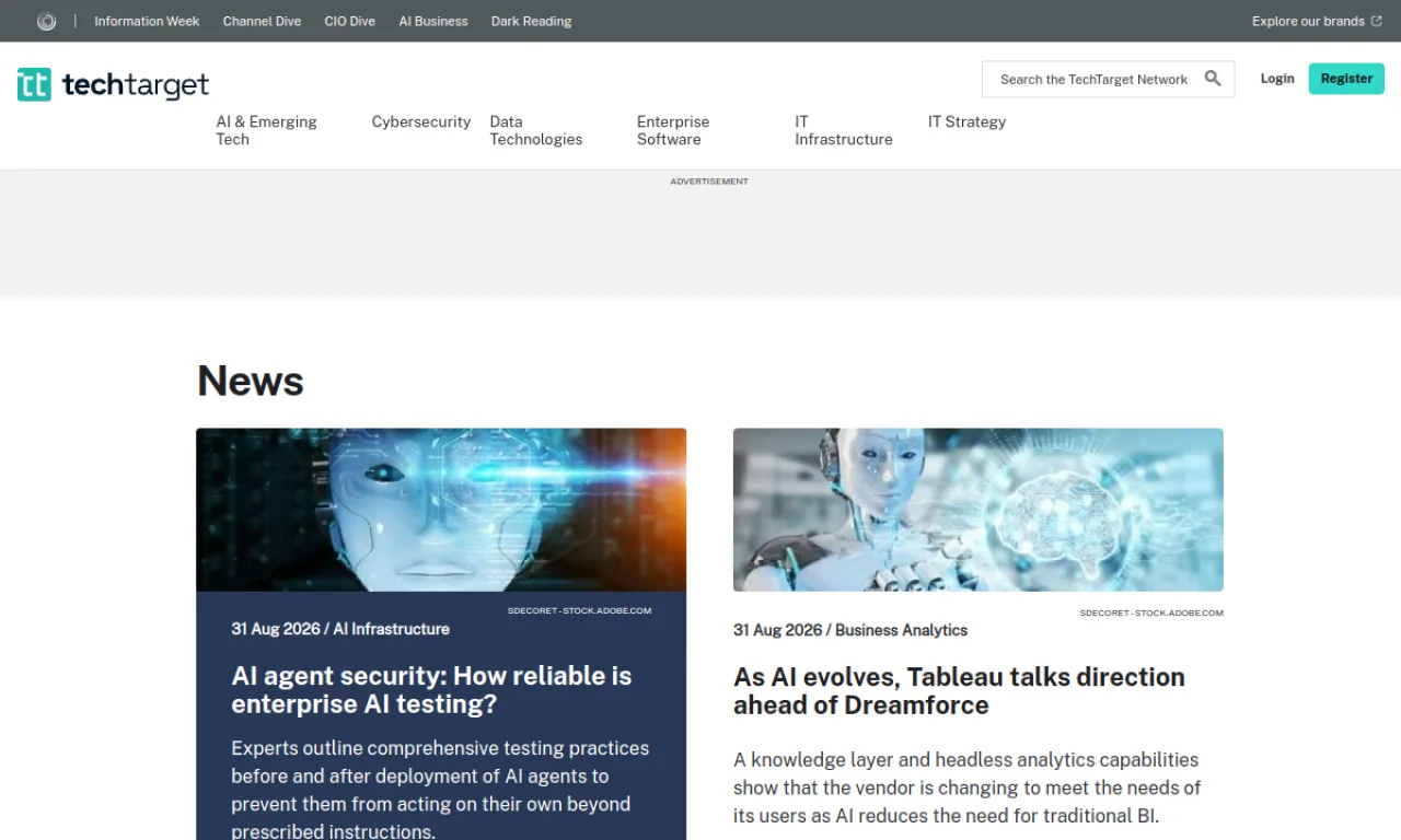 Screenshot of TechTarget Priority Engine website
