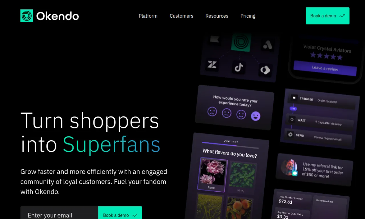 Screenshot of Okendo Insights website