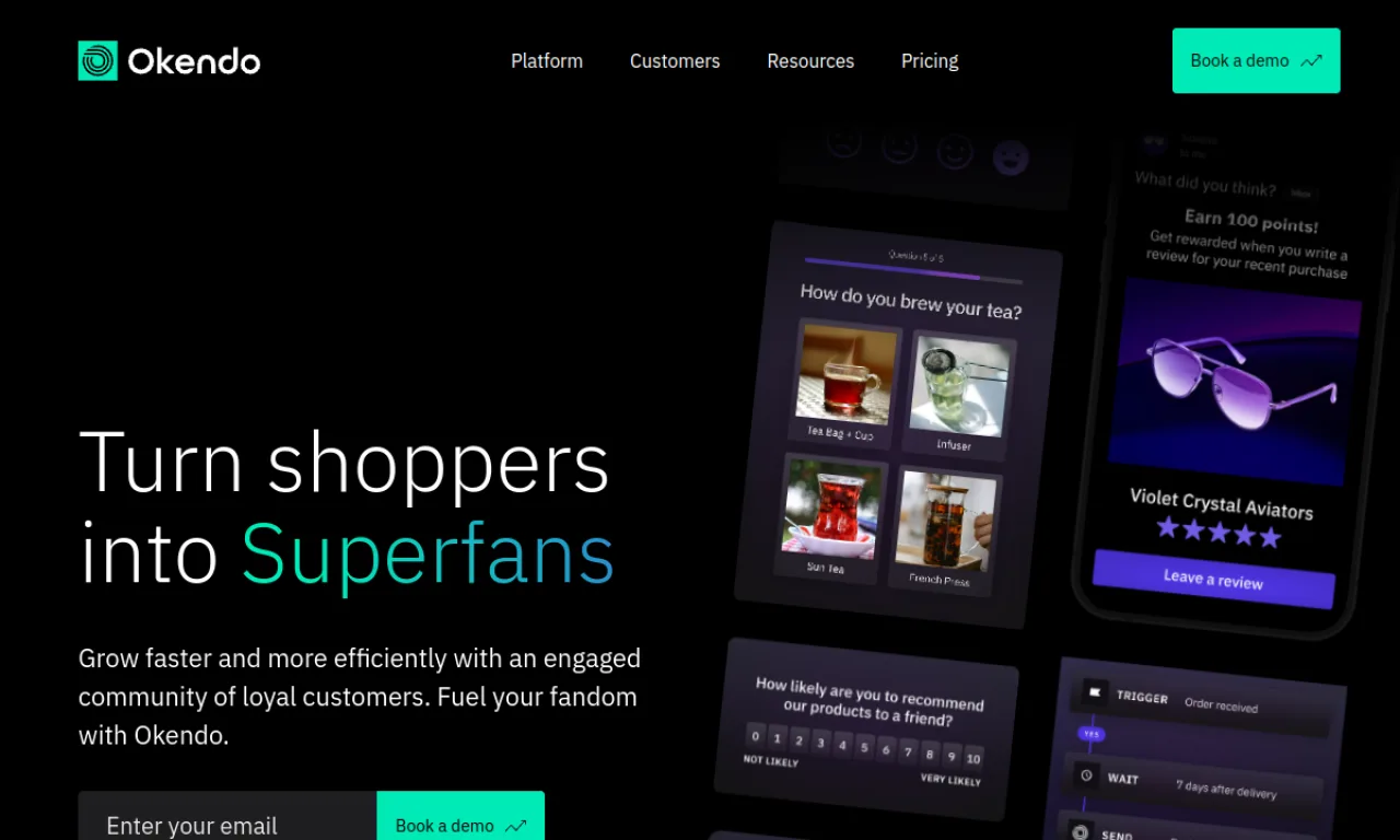 Screenshot of Okendo Insights website
