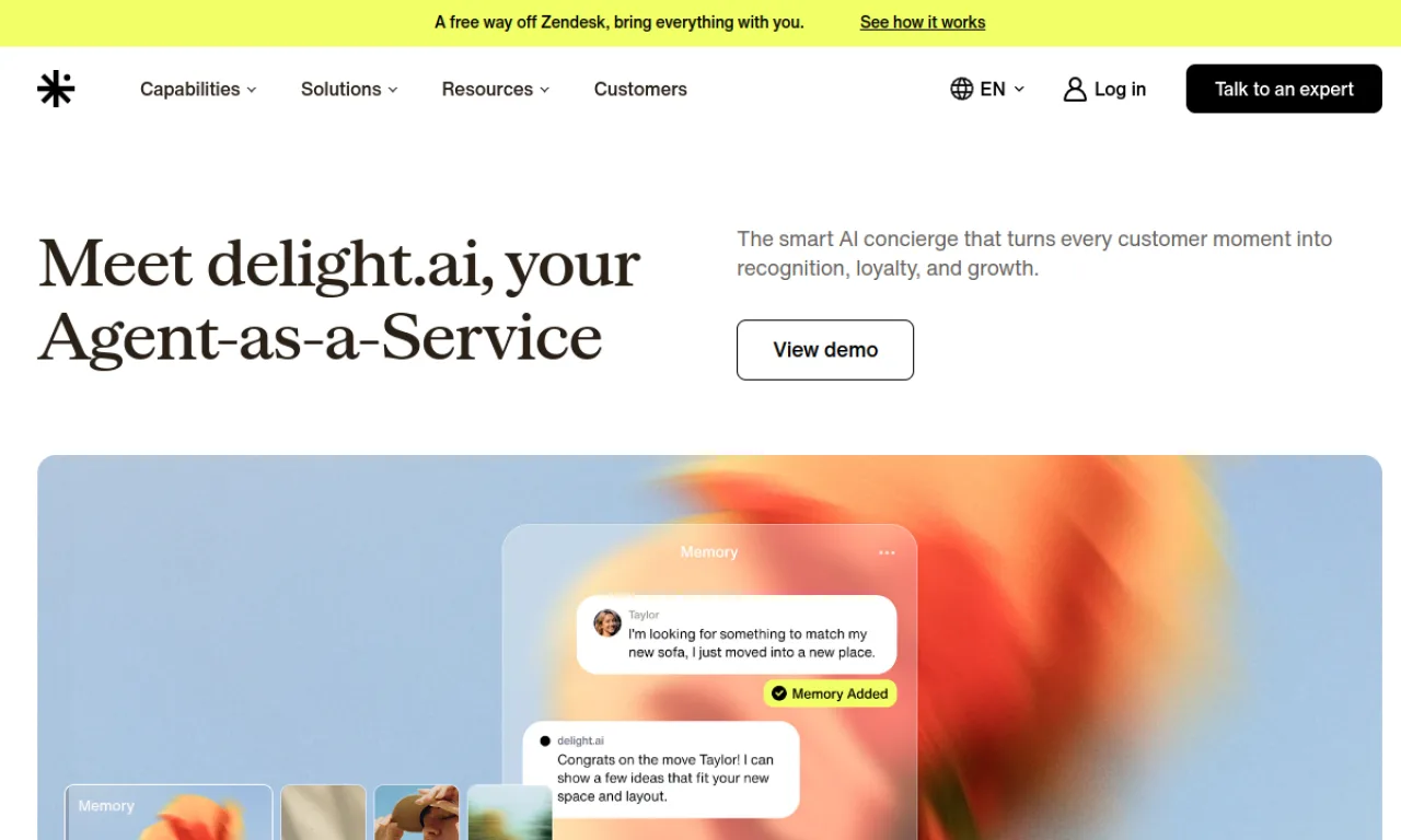 Screenshot of Delight website