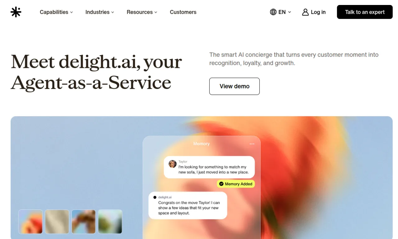 Screenshot of Delight website
