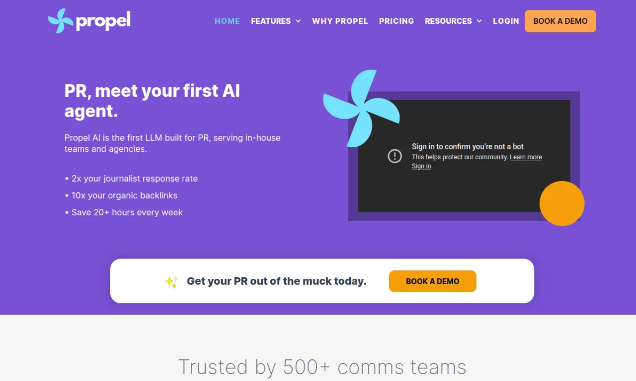 Screenshot of Propel website