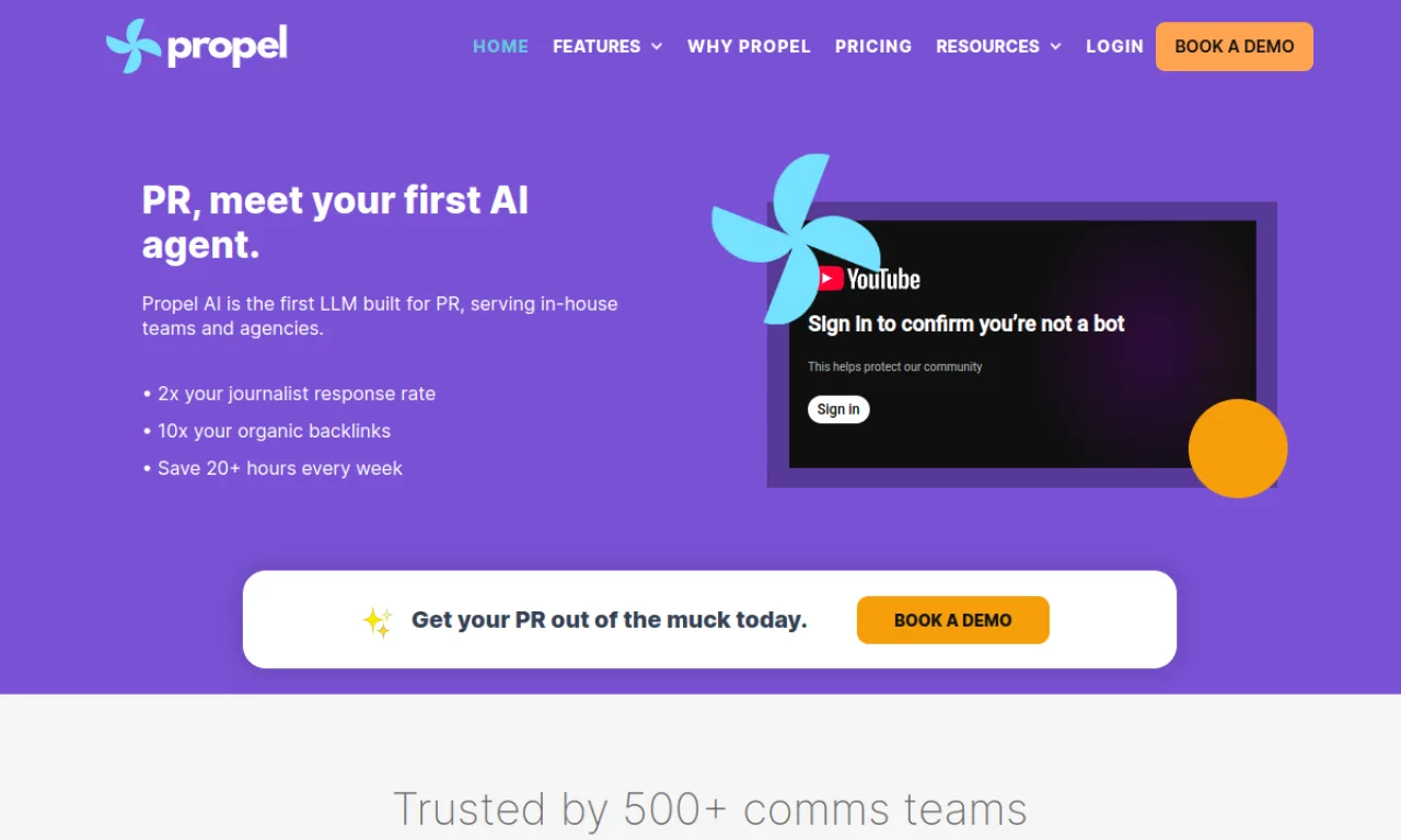 Screenshot of Propel website