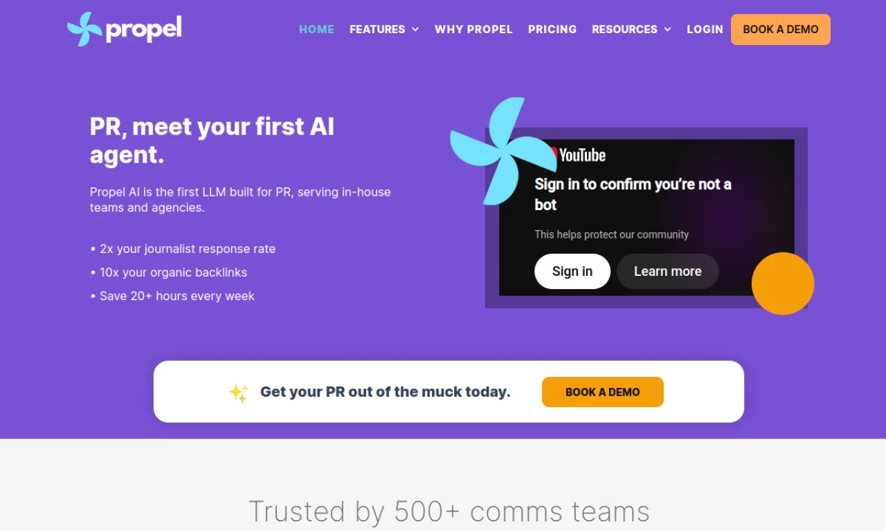 Screenshot of Propel website