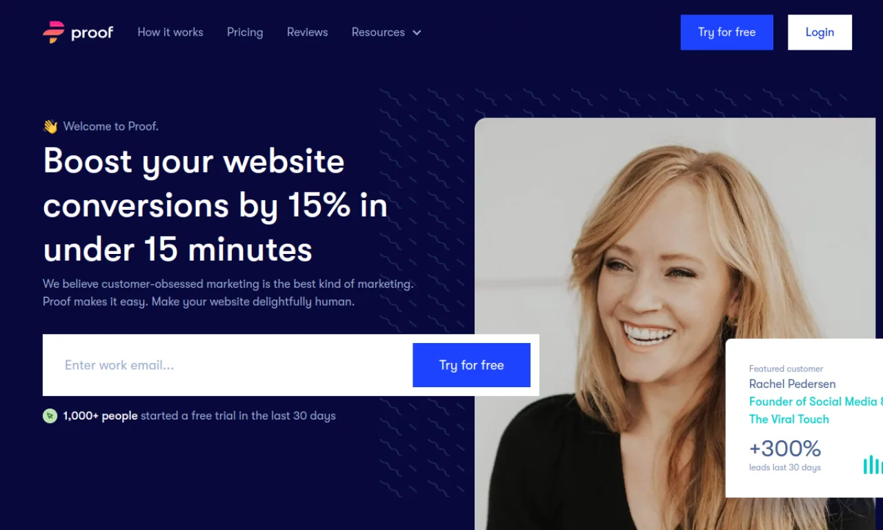 Screenshot of UseProof website