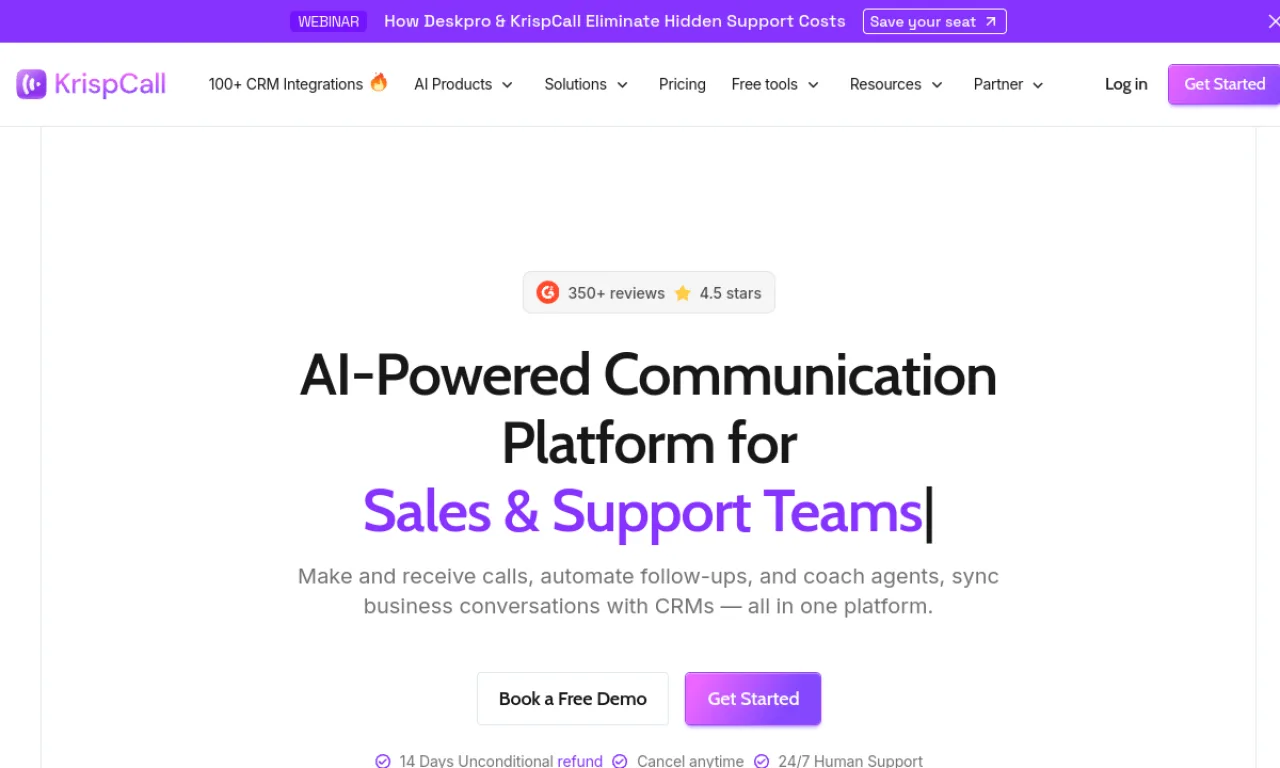 Screenshot of Dialaxy / Krispcall website