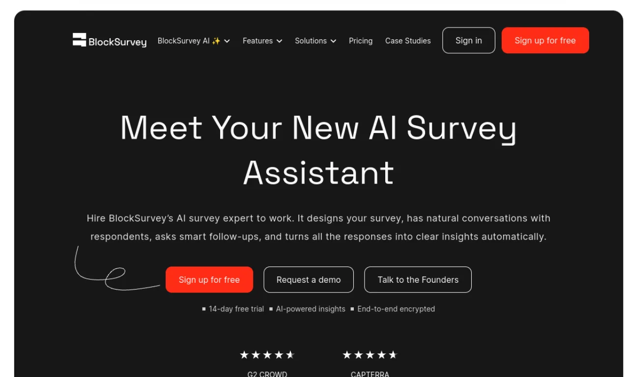 Screenshot of BlockSurvey website