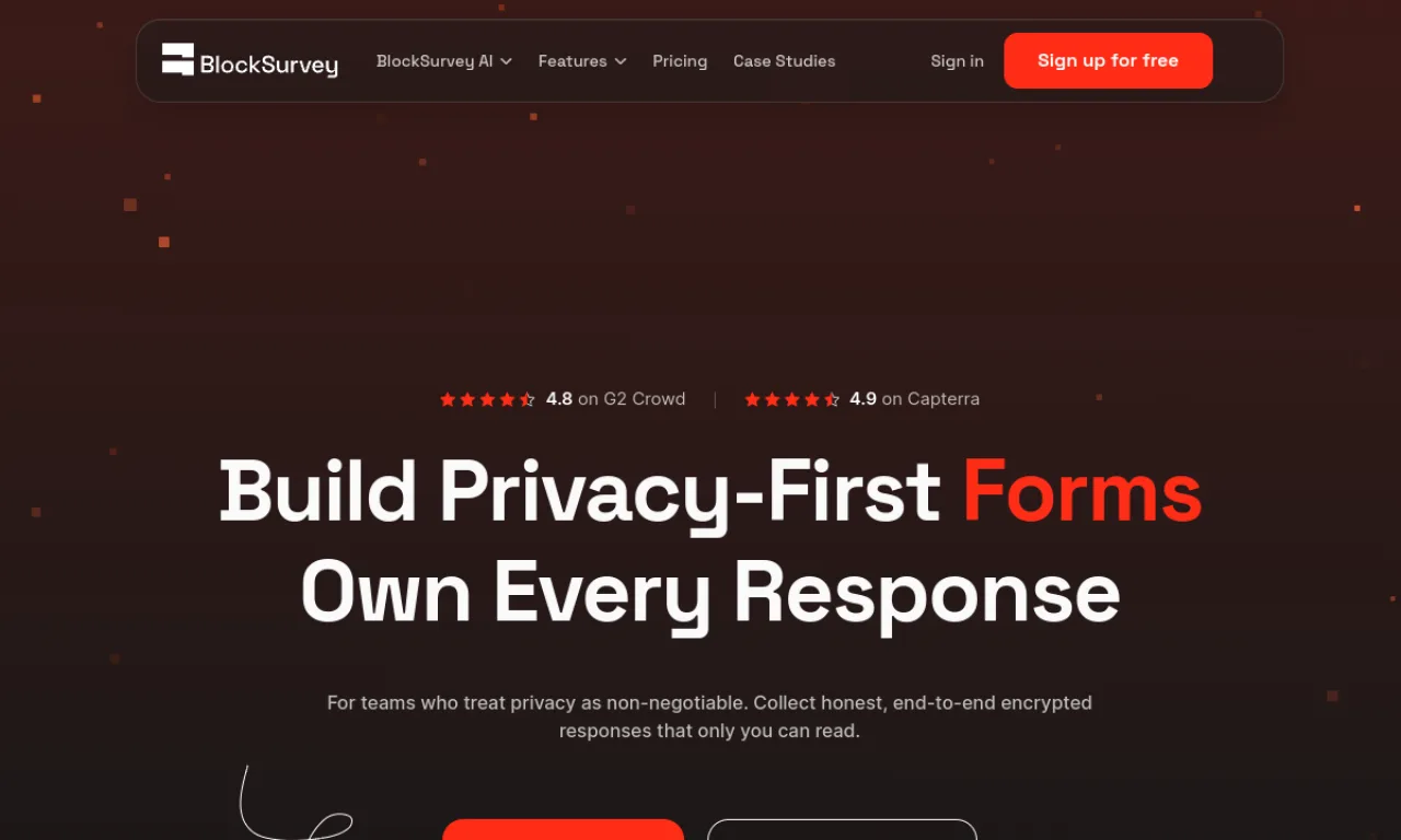 Screenshot of BlockSurvey website