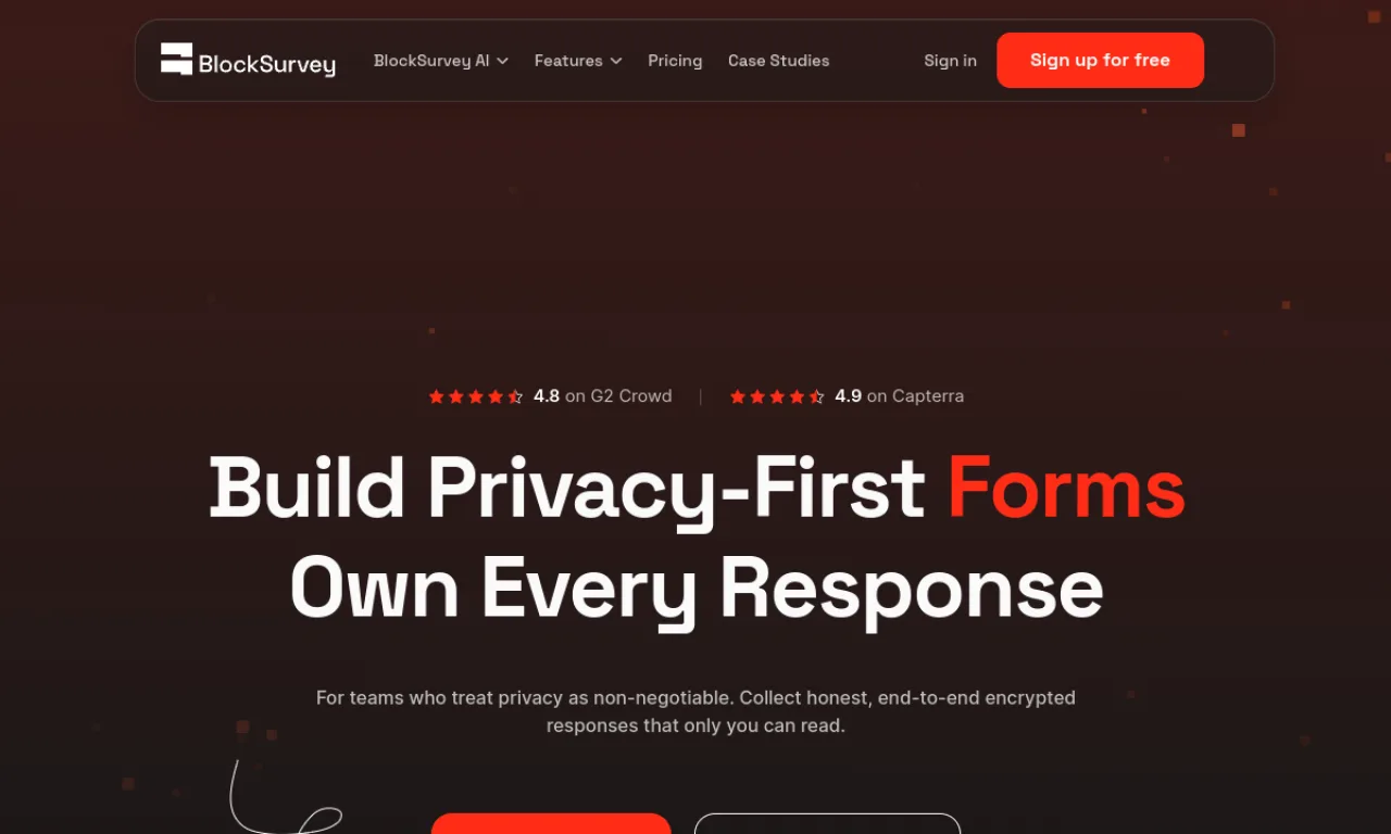 Screenshot of BlockSurvey website
