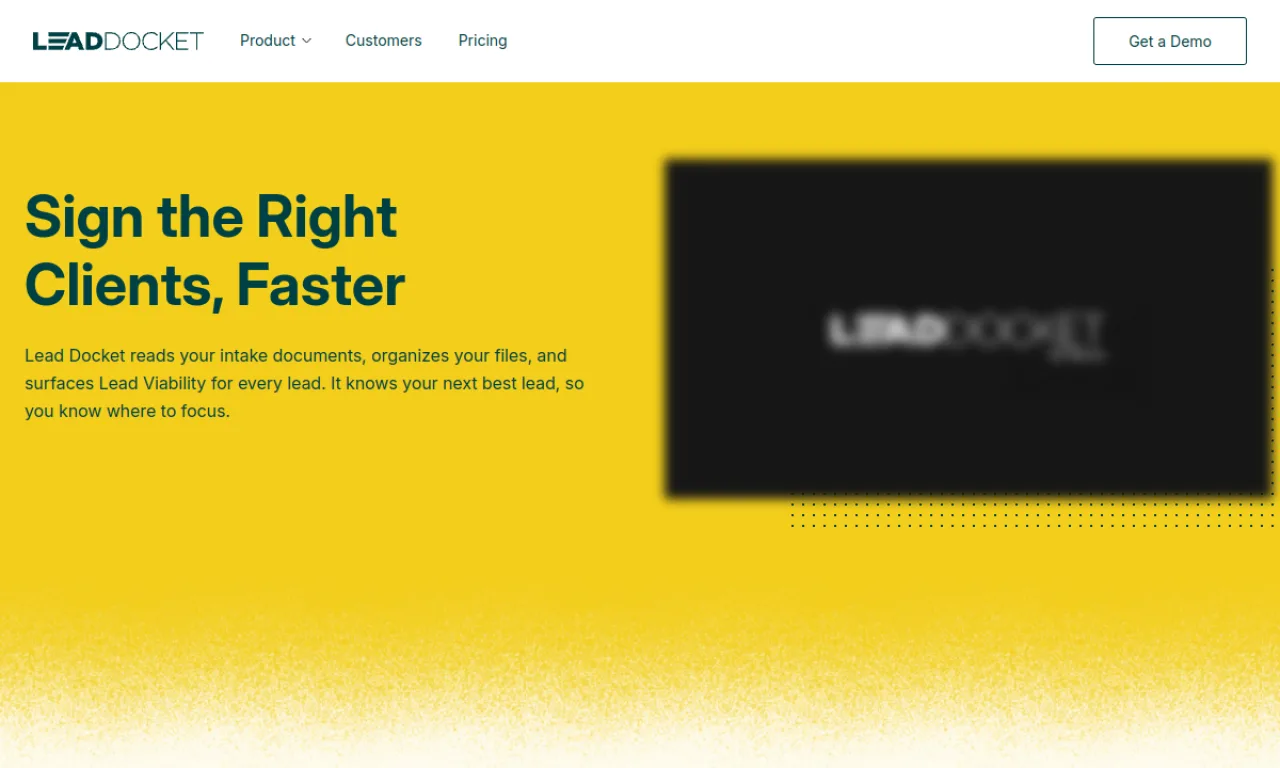 Screenshot of Lead Docket website