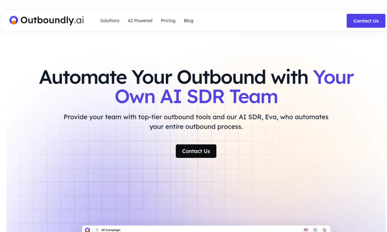 Screenshot of Outboundly website