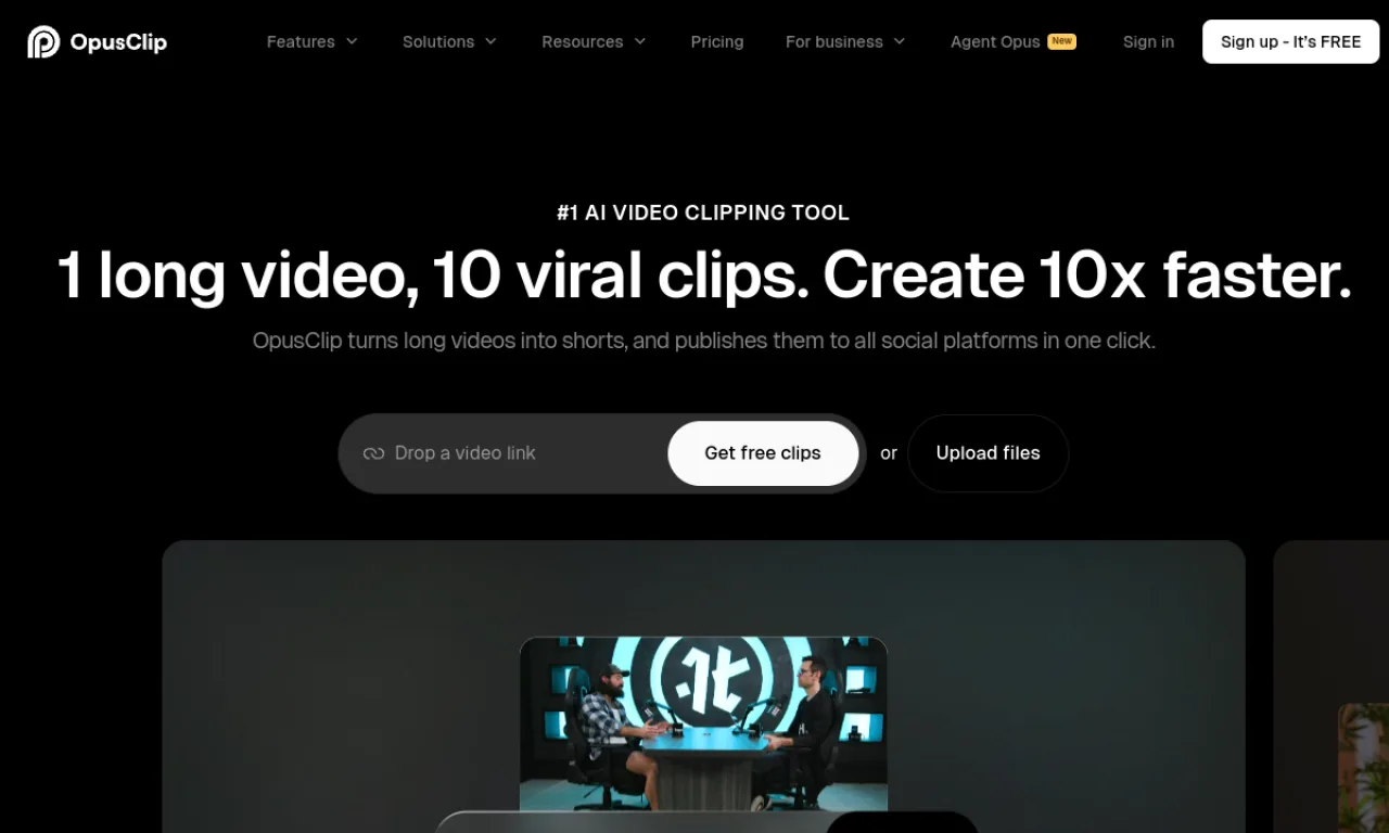 Screenshot of OpusClip website