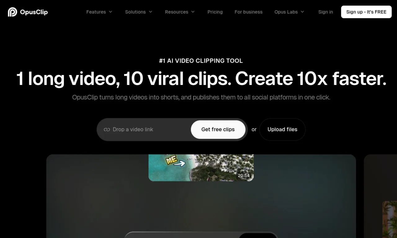 Screenshot of OpusClip website