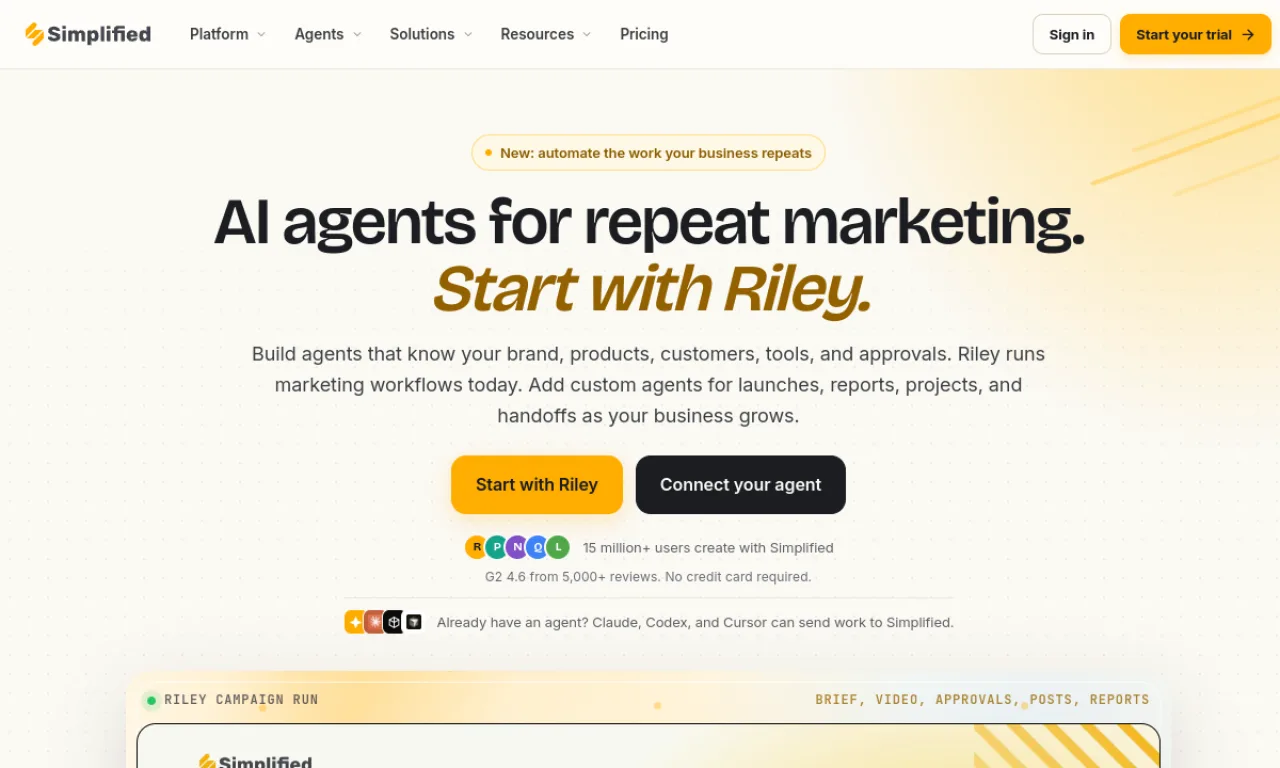 Screenshot of Simplified website