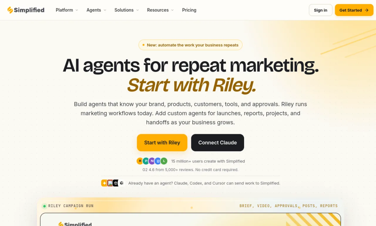 Screenshot of Simplified website