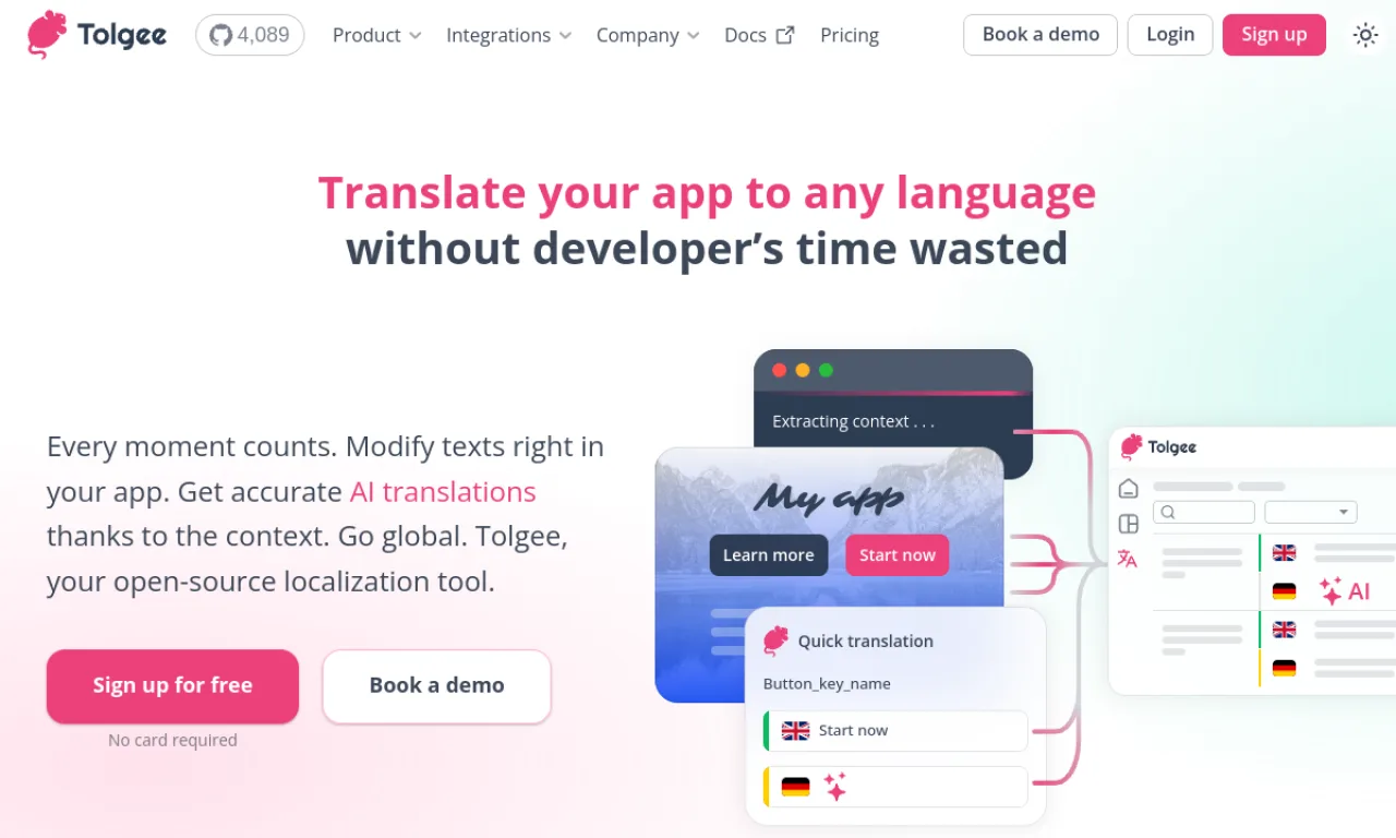 Screenshot of Texterify / Tolgee website