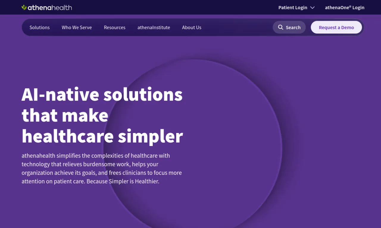 Screenshot of Athenahealth website