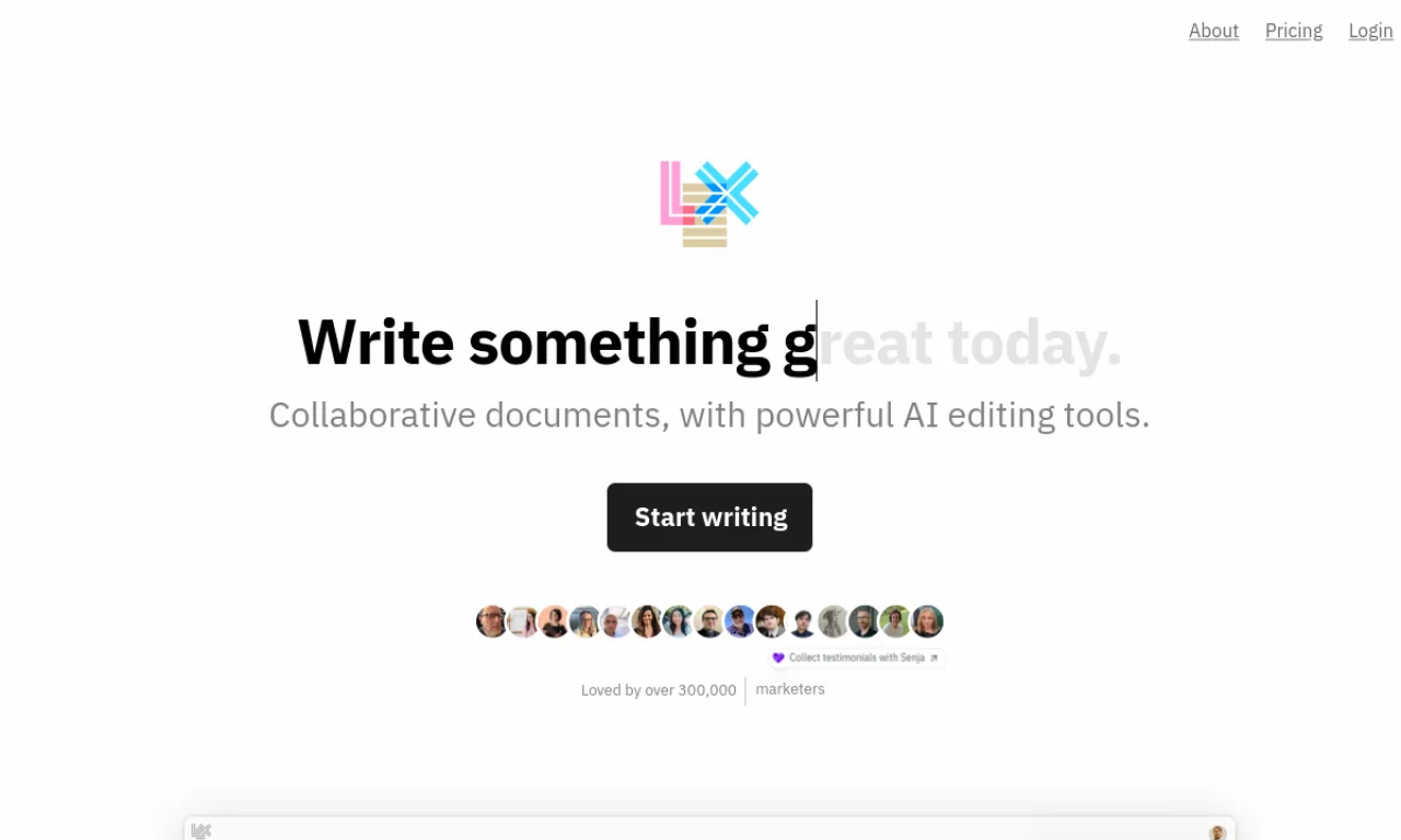 Screenshot of Lex website