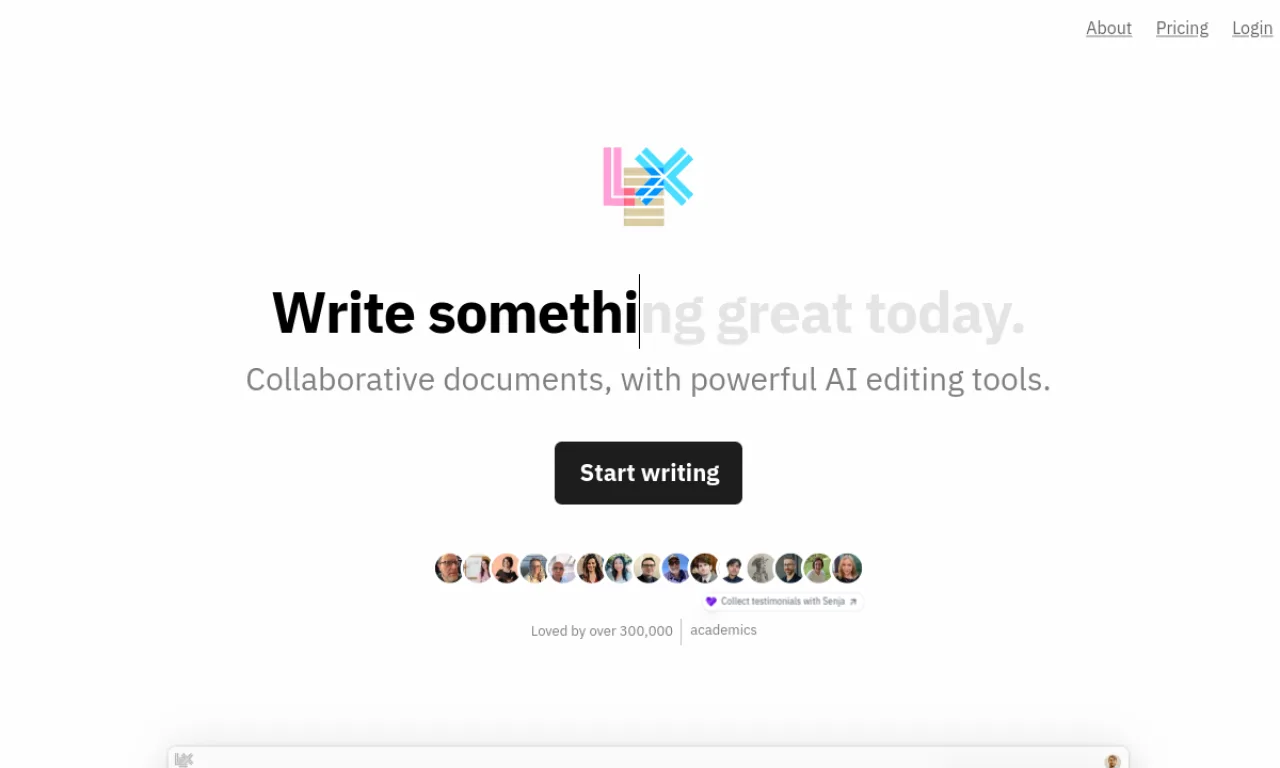 Screenshot of Lex website
