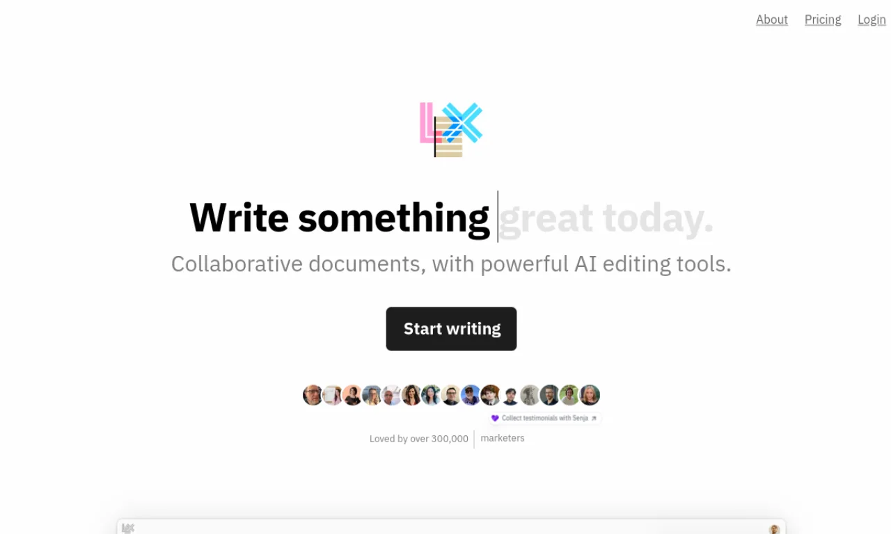 Screenshot of Lex website