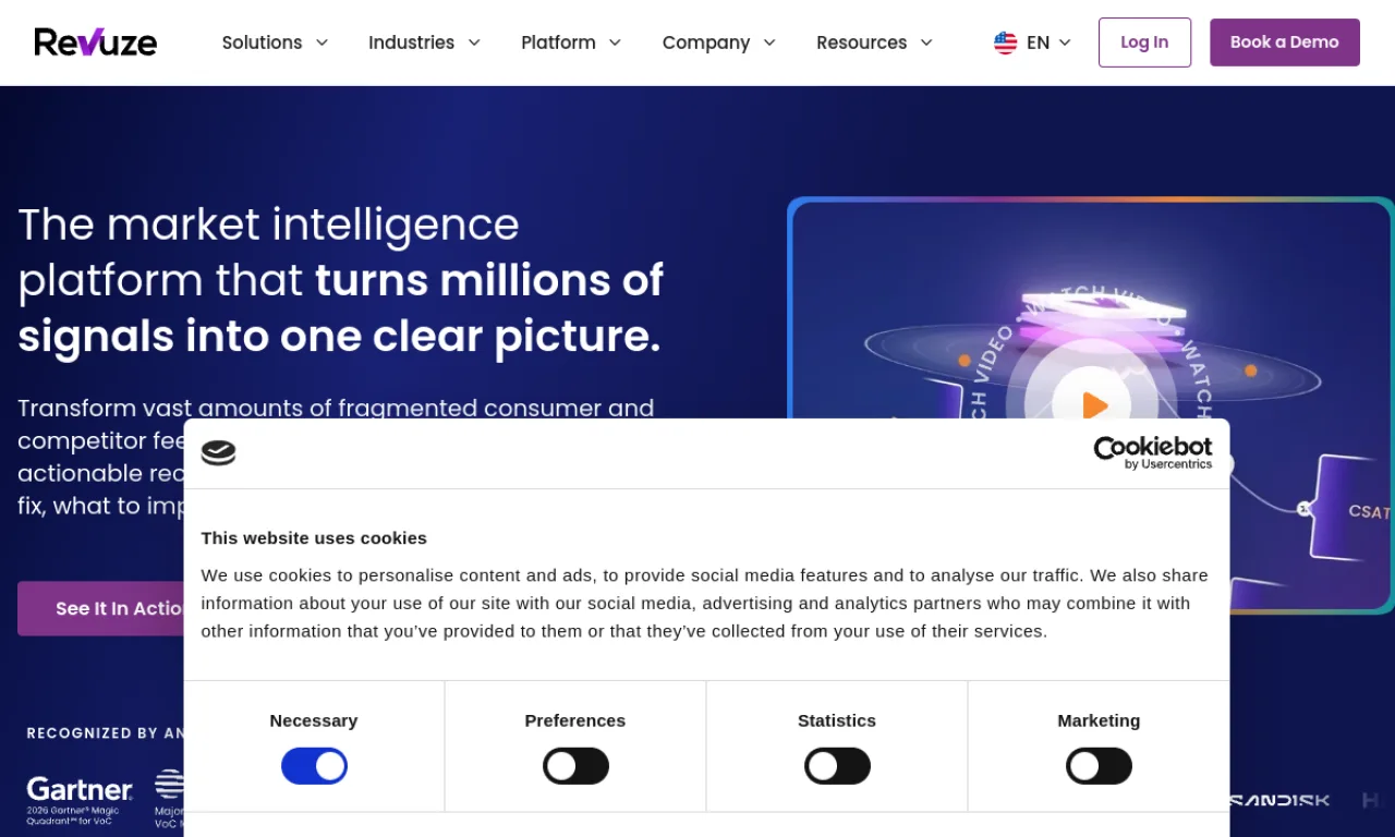Screenshot of Revuze website