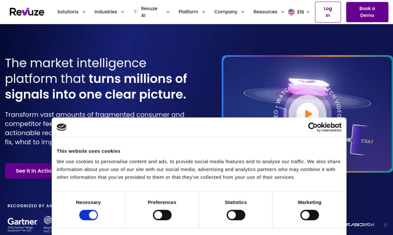 Screenshot of Revuze website