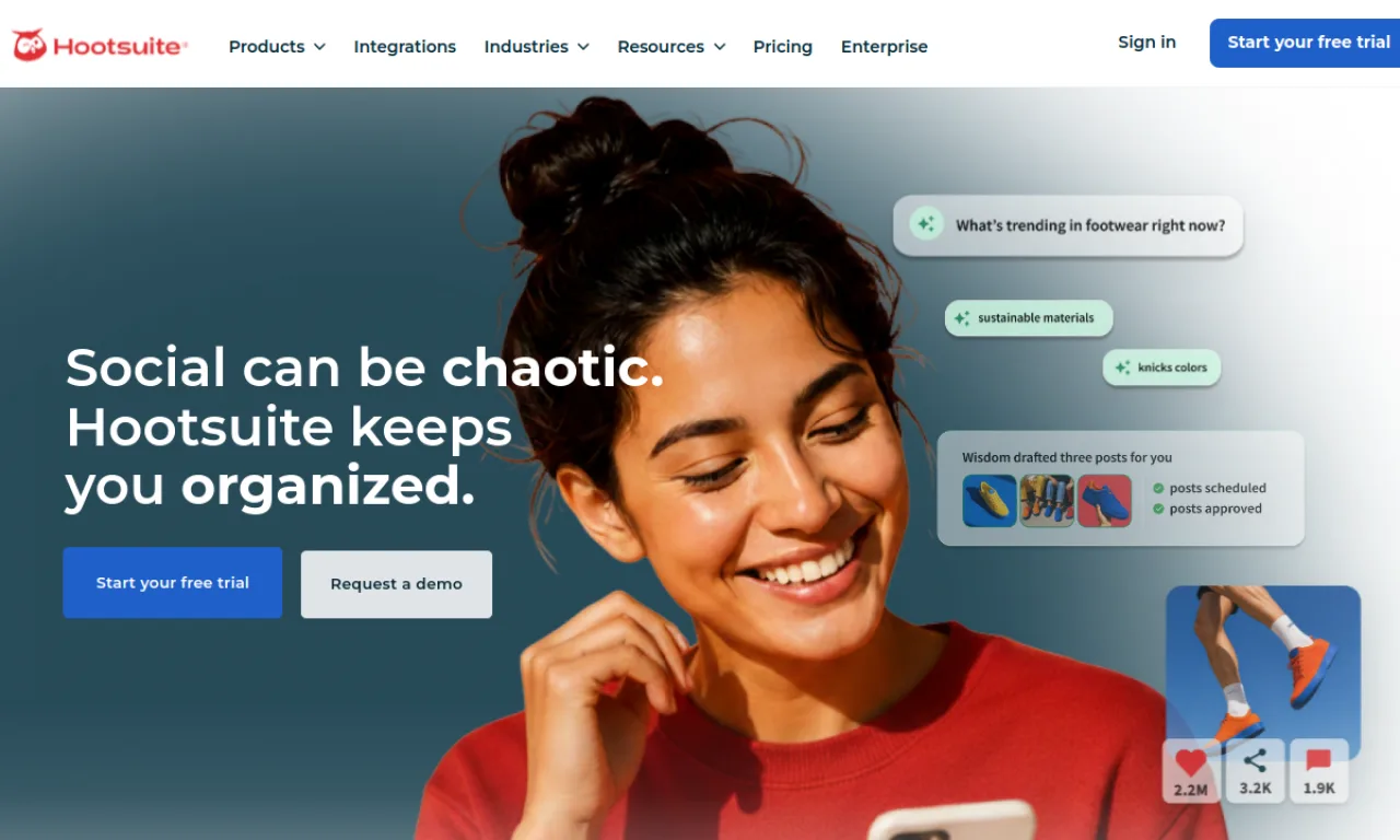 Screenshot of Hootsuite Insights website