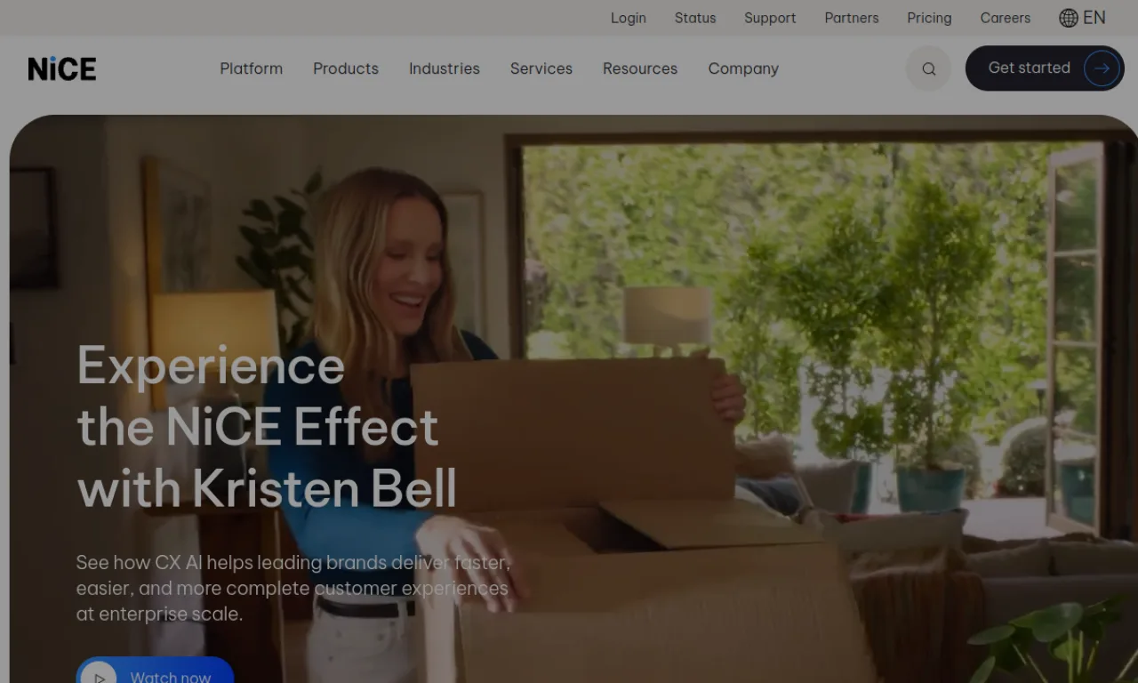 Screenshot of NICE CXone website
