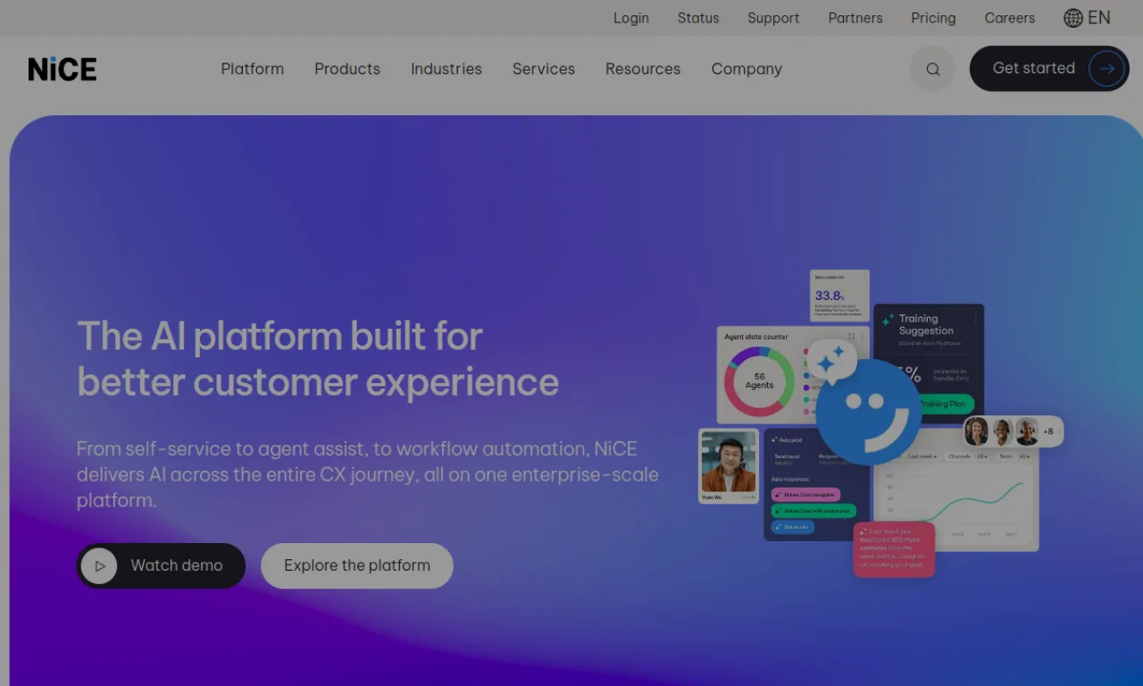 Screenshot of NICE CXone website