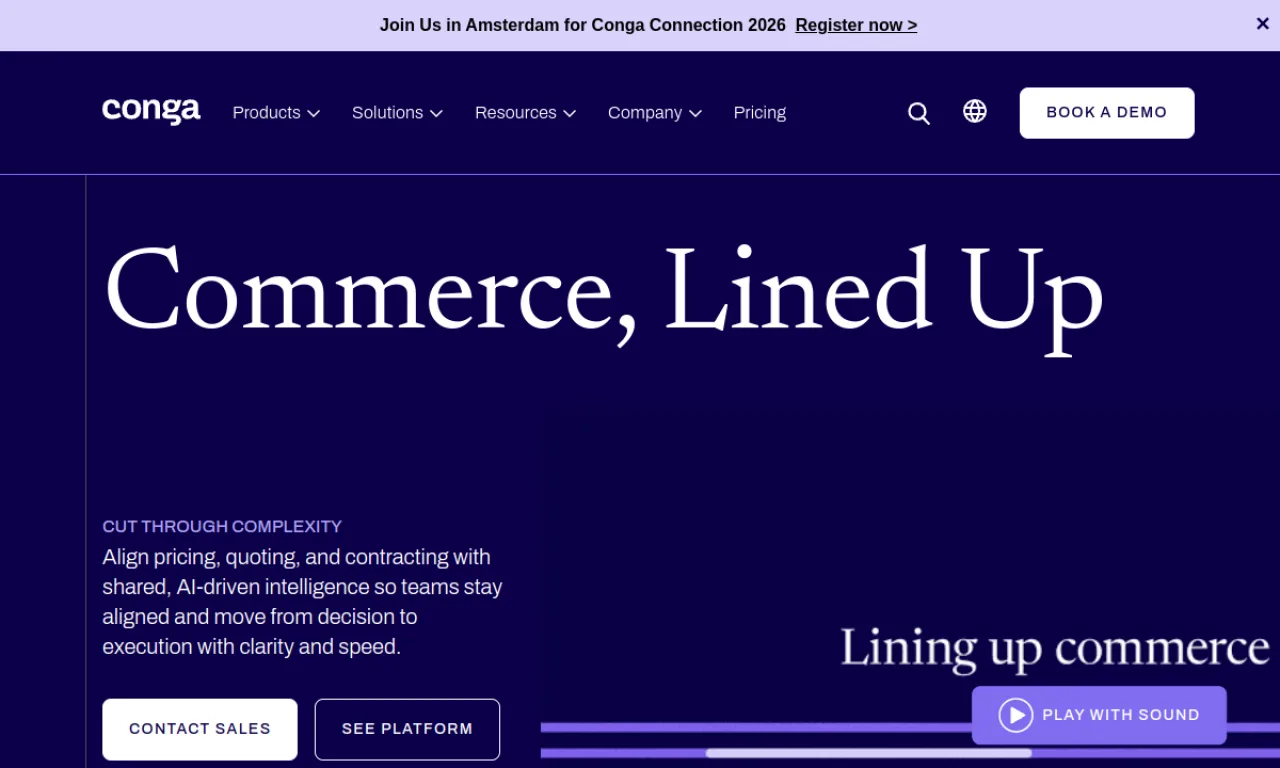 Screenshot of Conga Contracts website