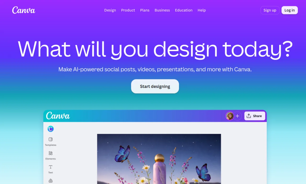 Screenshot of Canva Presentations website