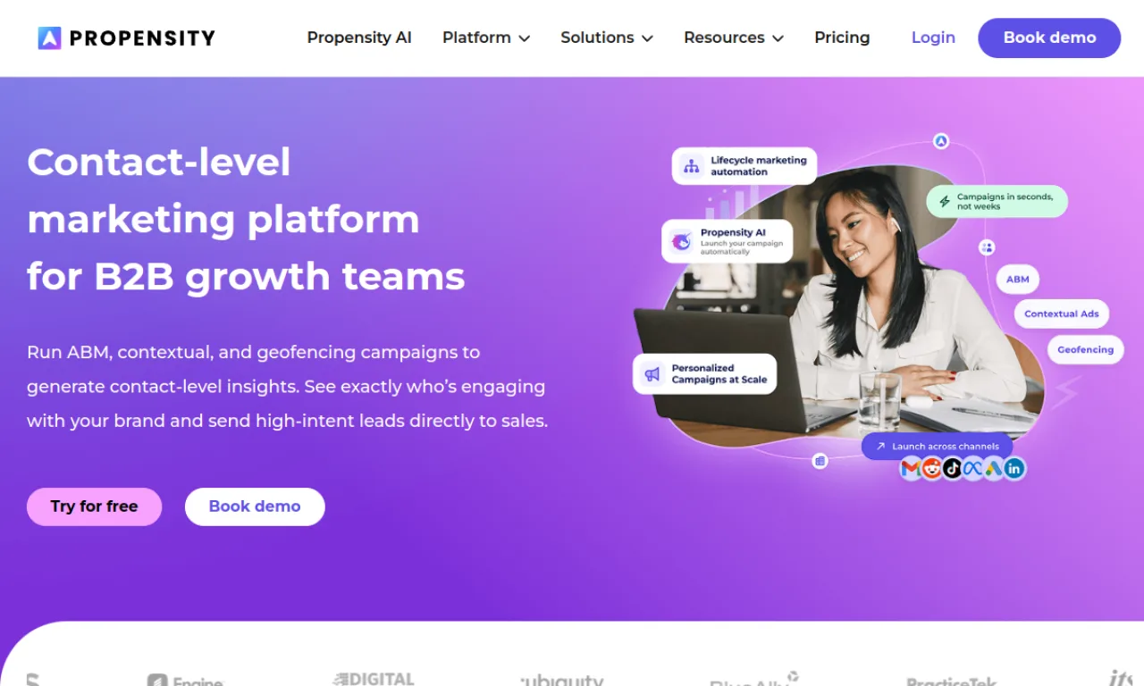 Screenshot of Propensity website