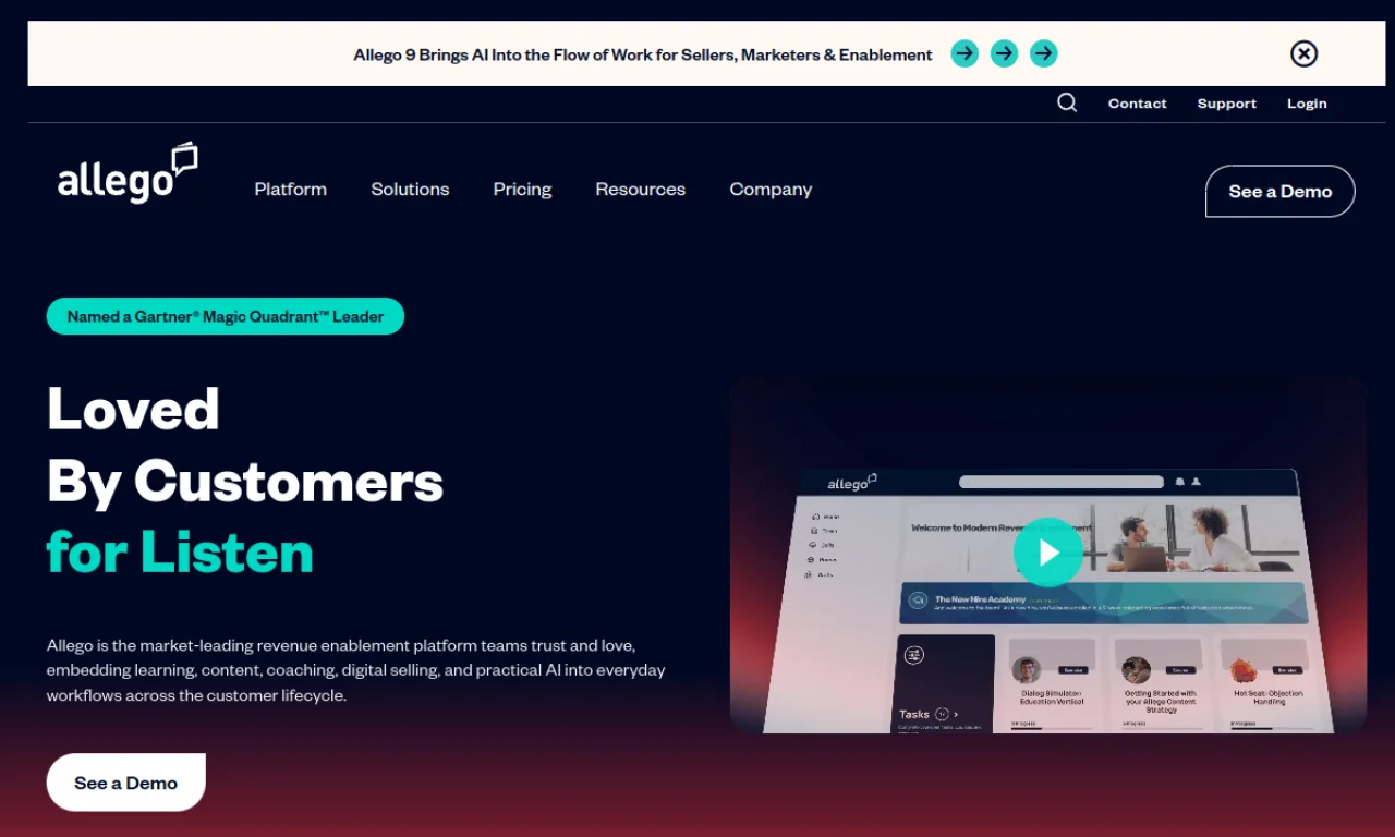 Screenshot of Allego website