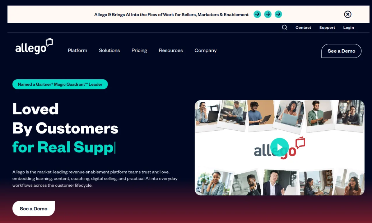Screenshot of Allego website